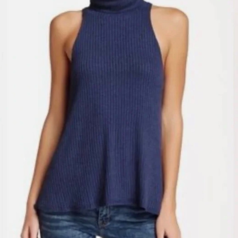 We The Free Navy Ribbed Tank Top